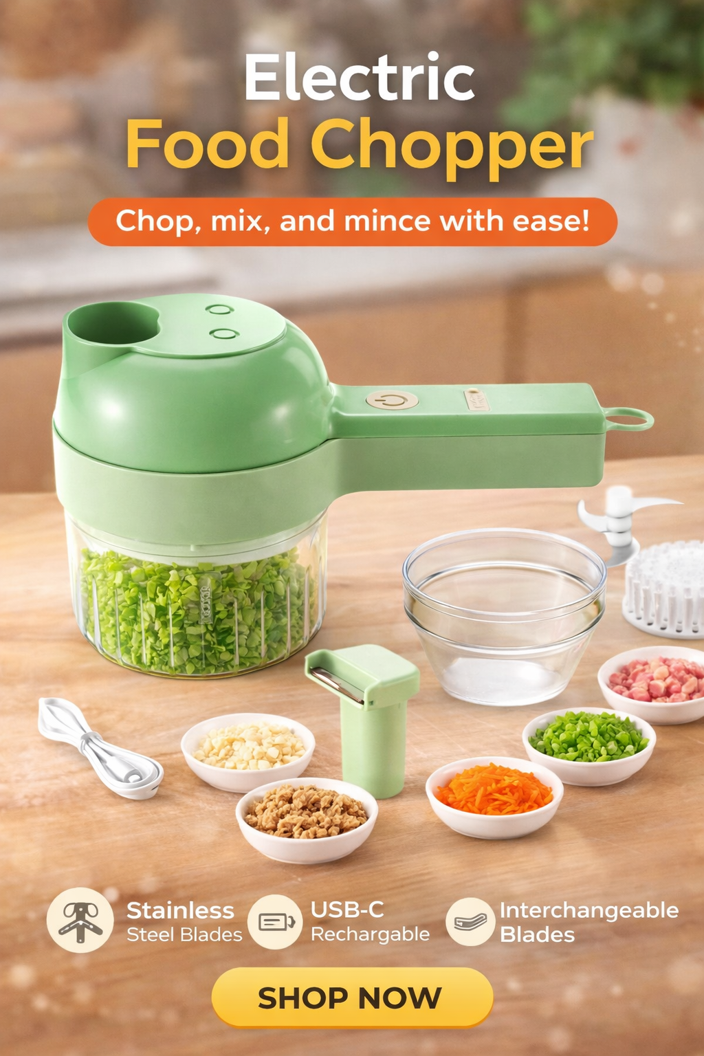 4 in 1 Portable Electric Vegetable Cutter Set
