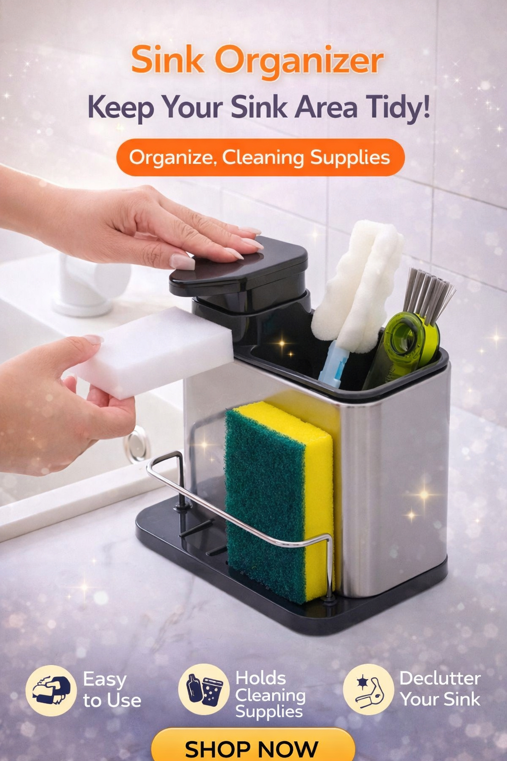 3 in 1 Kitchen Sink Caddy Stand