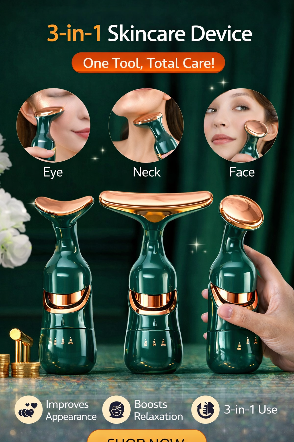 2 In 1 Anti Wrinkles  Facial Massager For Skin Care