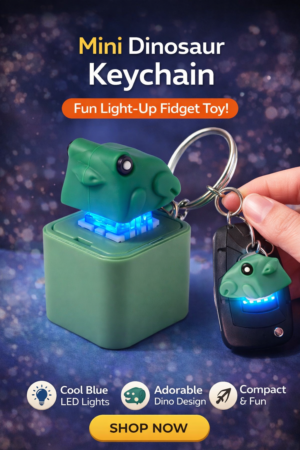 Croaking Frog Stress Reliver Keychain With Color LED Lights